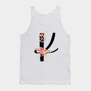 Letter K With Watercolor Floral Wreath Tank Top